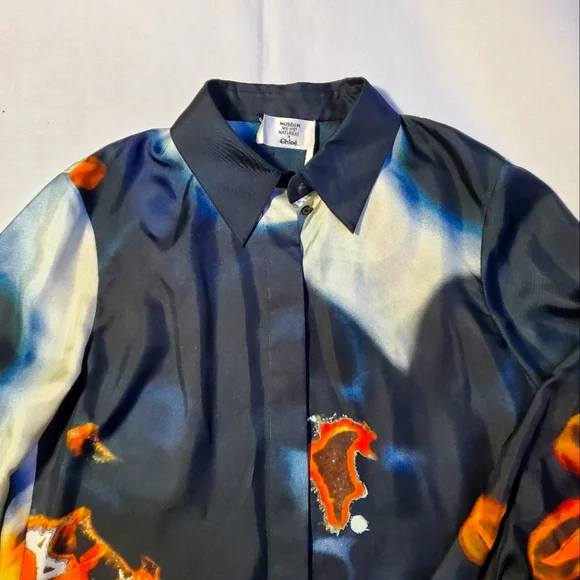 NWT $1950 Chloe Geode Print Twill Patterned Classic Silk Button Blouse Sz 40 (8) - Picture 8 of 16